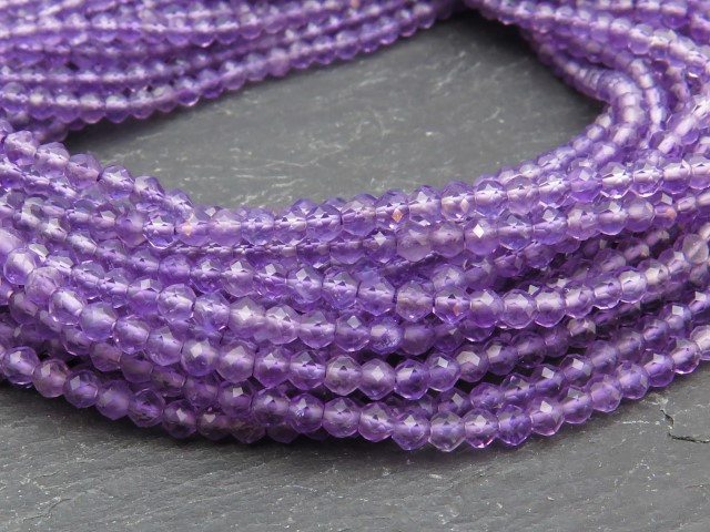 AAA Amethyst Micro-Faceted Rondelle Beads 2mm ~ 12.5'' Strand