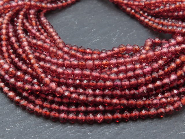 AAA Garnet Micro-Faceted Rondelles 2.5mm ~ 12.5'' Strand