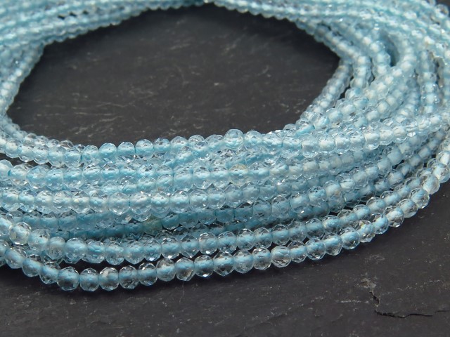 13 Inch Strand Sky Blue Topaz 2mm-2.25mm Loose Beads for Jewelry Rondelle Faceted Beads Micro Faceted Beads Natural AAA+ Blue Topaz