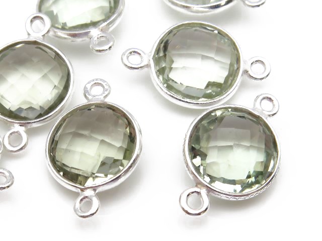 Sterling Silver Green Amethyst Round Connector 17mm