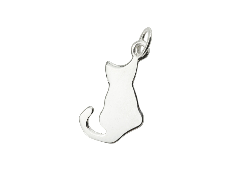 Sterling Silver Cat Pendant 18.5mm