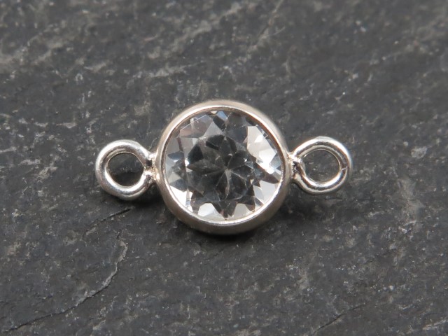 Sterling Silver White Topaz Connector 8.75mm
