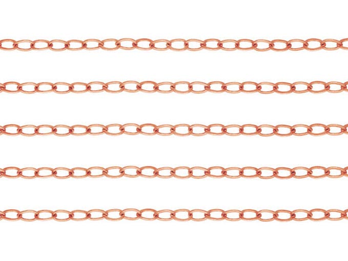 Rose Gold Filled Flat Cable Chain 1.8mm x 1.3mm ~ by the Foot