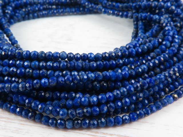 AAA Lapis Lazuli Micro-Faceted Rondelles 2mm ~ 12.5'' Strand