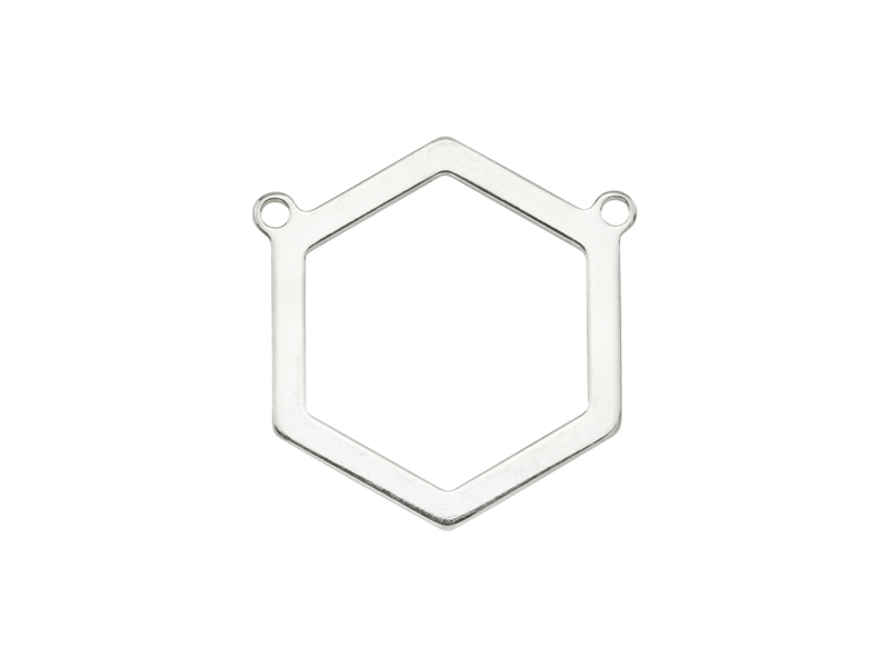 Sterling Silver Hexagon Connector 17mm