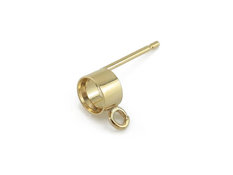 Gold Filled Tube Bezel Setting with Ring Ear Post 4mm