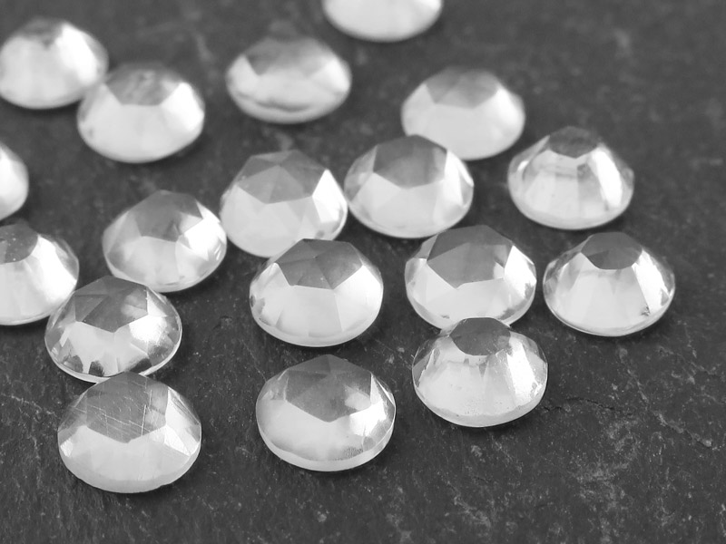 5mm  white topaz cabochons  round rose cut £2.99 each.