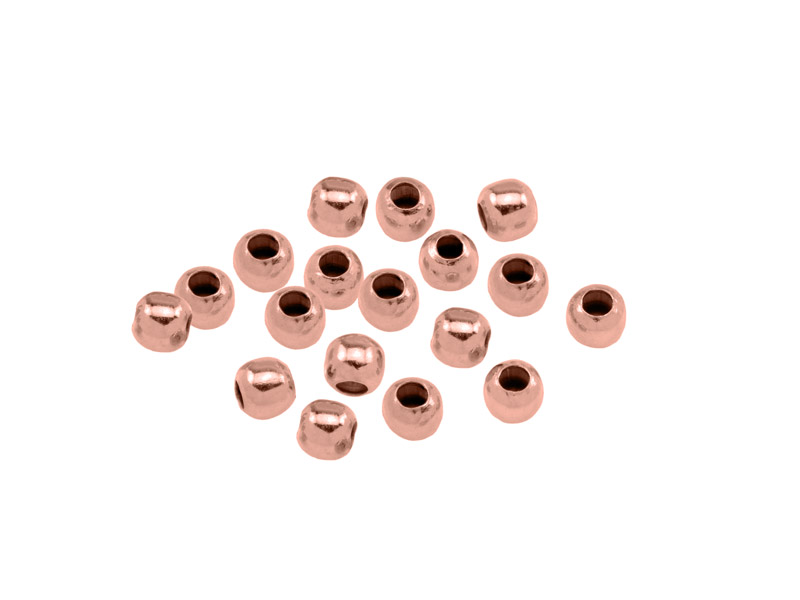 Rose Gold Plated Vermeil Silver Round Bead Pack of 10