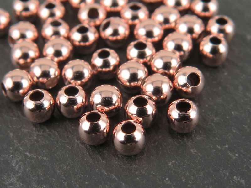 Rose Gold Vermeil Round Bead 3mm ~ Pack of 10