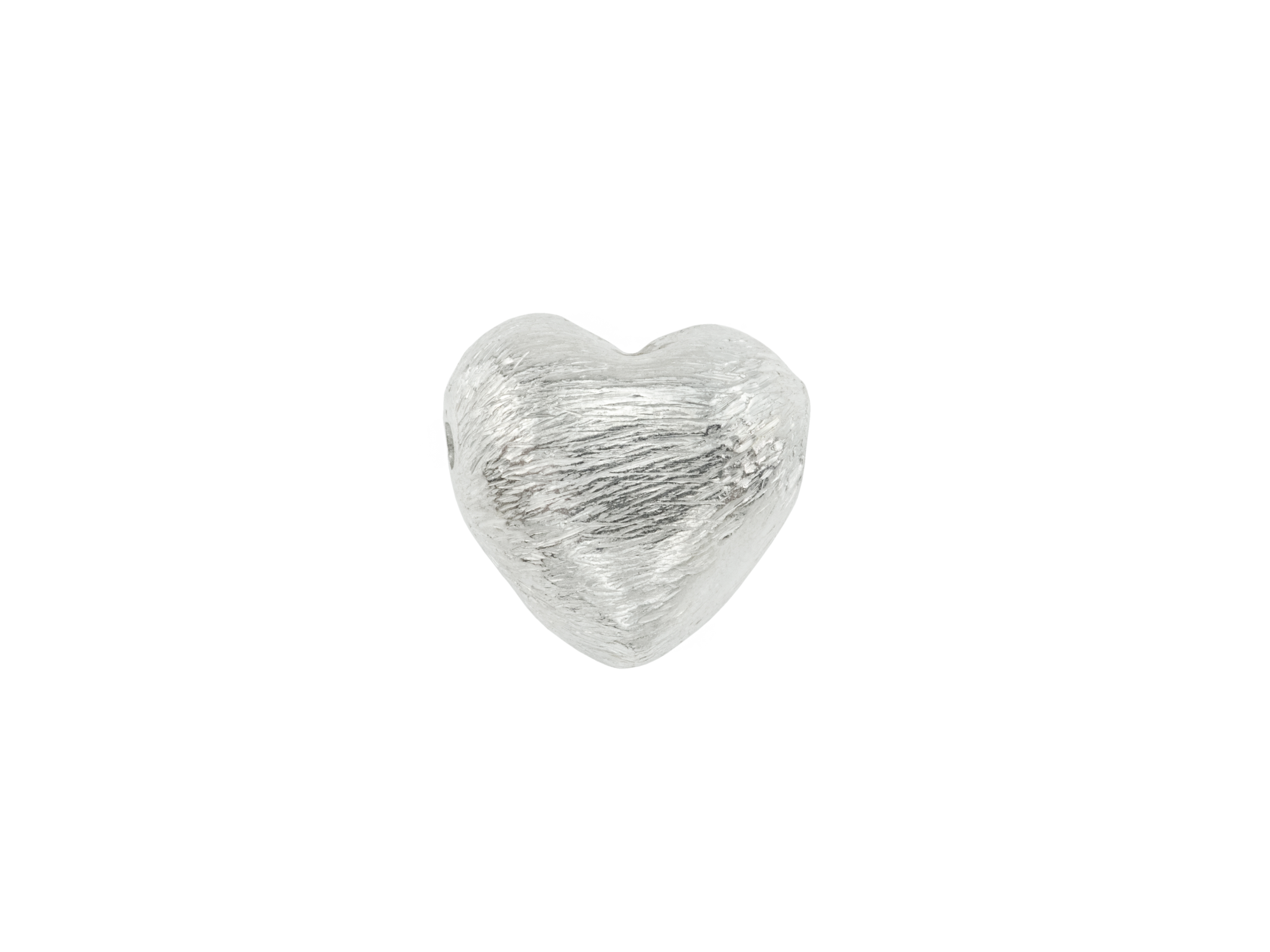 Sterling Silver Brushed Heart Bead 9mm