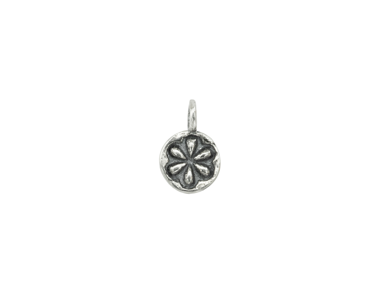 Sterling Silver Oxidised Daisy Charm 7mm