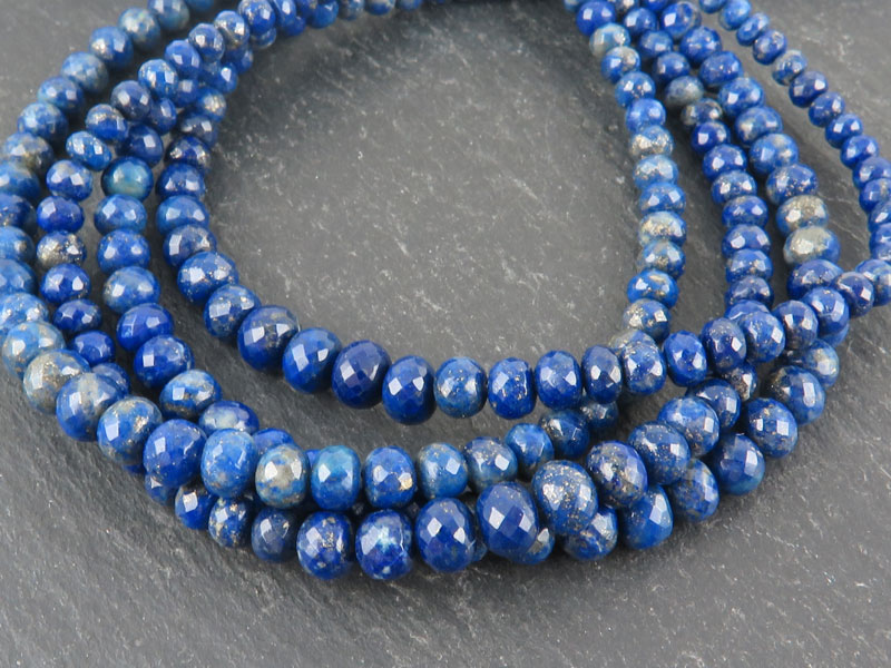 AA+ Lapis Lazuli Micro-Faceted Rondelles ~ Various Sizes ~ 8.25'' Strand