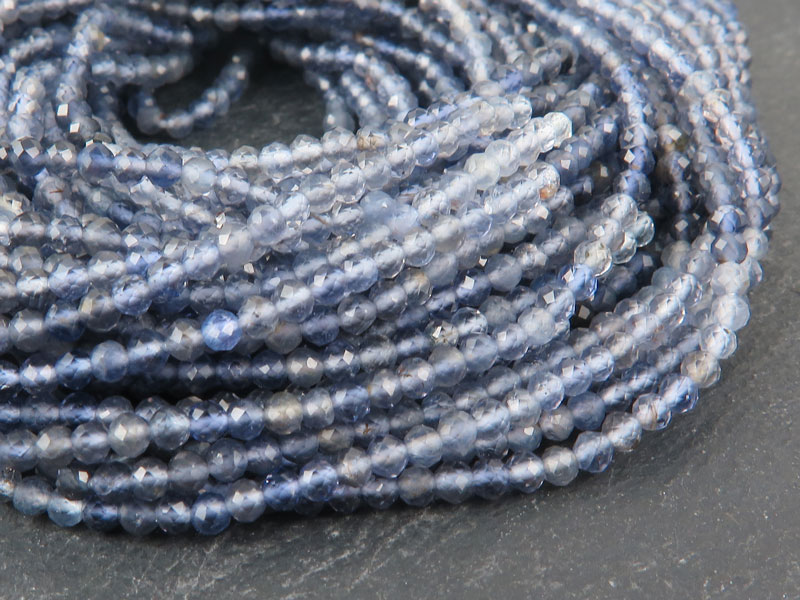 AAA Shaded Iolite Micro-Faceted Rondelles 2mm ~ 12.5'' Strand
