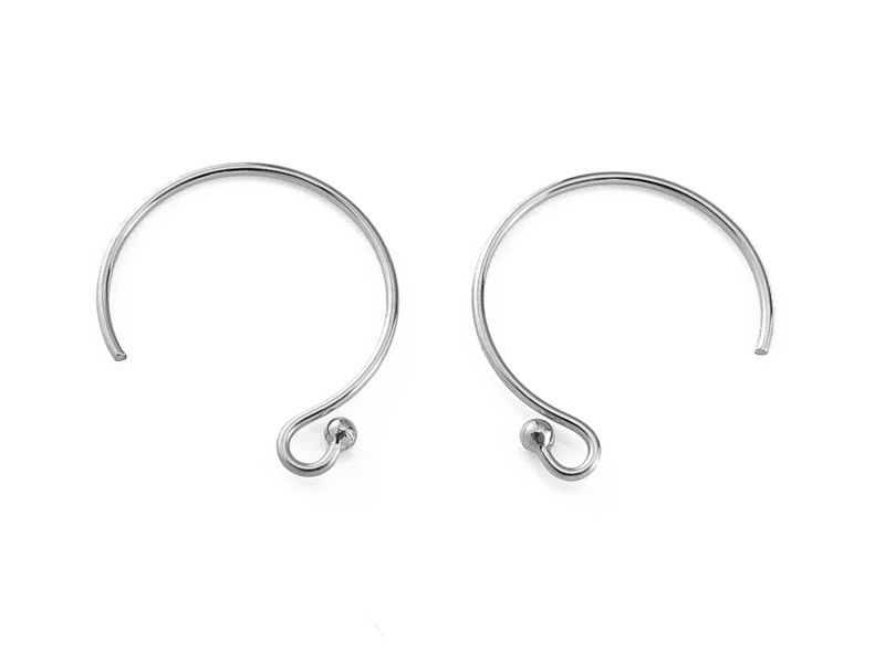 Sterling Silver Ball End Circle Ear Wire ~ PAIR