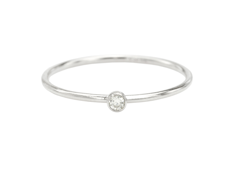 Sterling Silver Stacking Ring with CZ ~ Size N