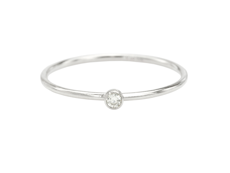 Sterling Silver Stacking Ring with CZ ~ Size L