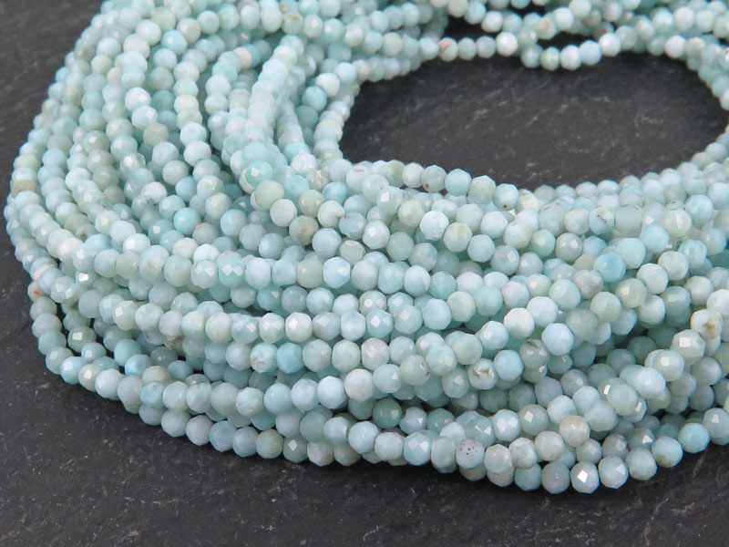 AA Larimar Micro-Faceted Rondelles 2mm ~ 13'' Strand