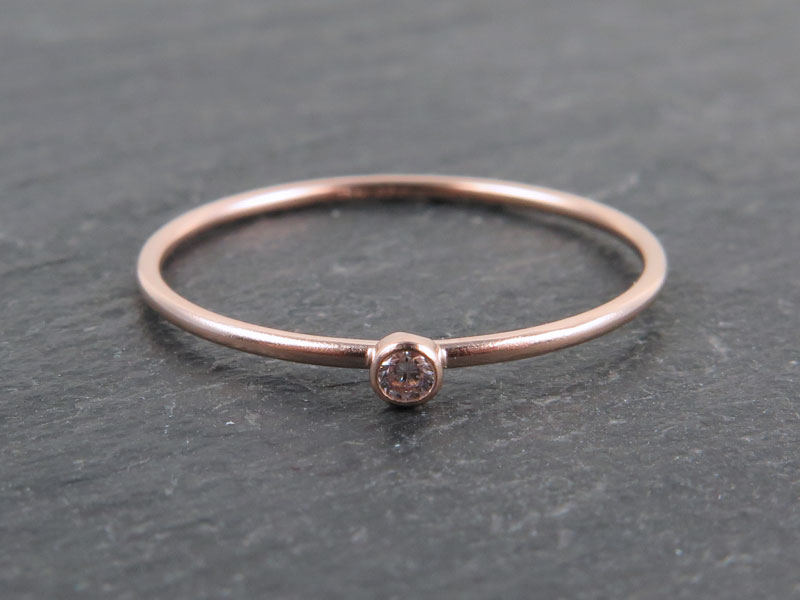 Rose Gold Filled Stacking Ring with CZ ~ Size J