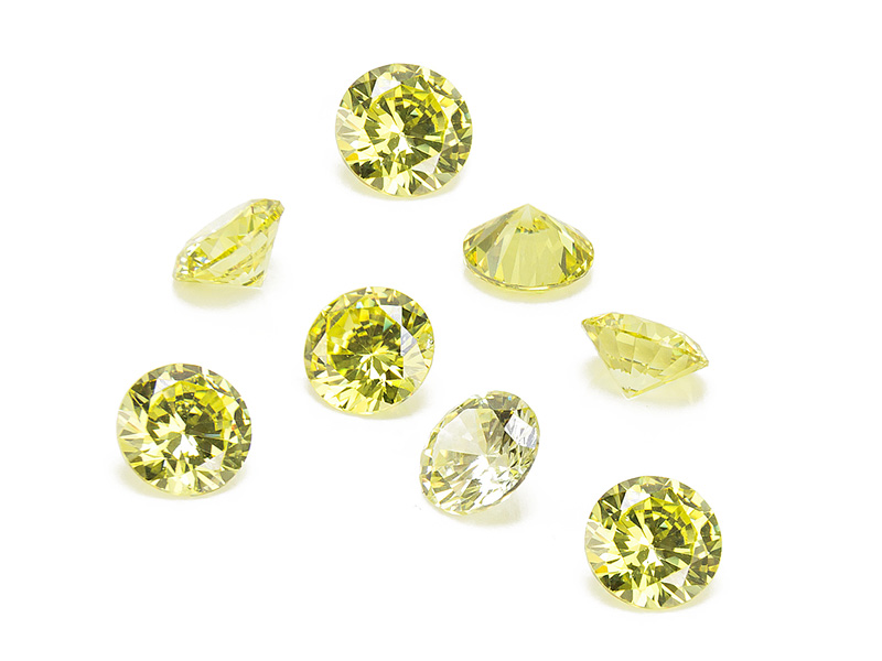 Cubic Zirconia Round Lime Green Various Sizes