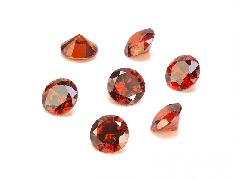 Cubic Zirconia Round ~ Red ~ Various Sizes