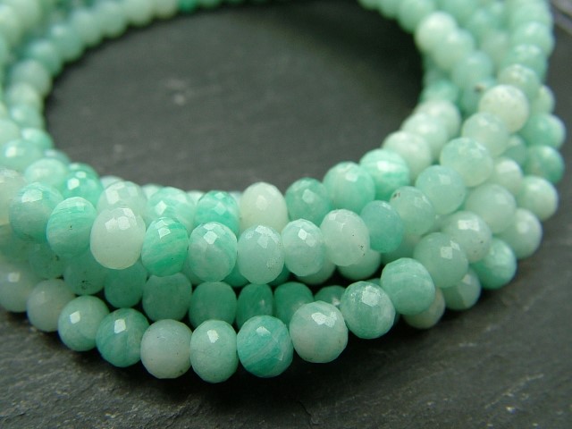 AA Amazonite Micro-Faceted Rondelles ~ Various Sizes ~ 8'' Strand