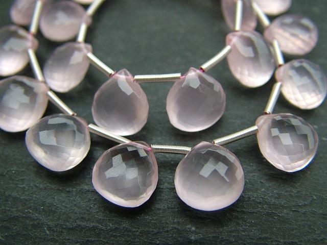 AA+ Rose Quartz Micro-Faceted Heart Briolettes ~ Various Sizes