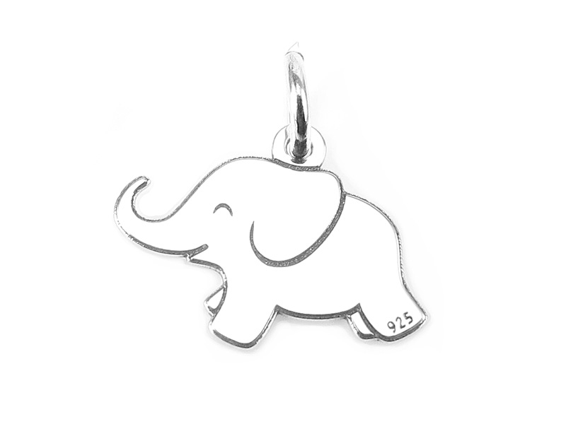 Sterling Silver Elephant Pendant 12mm