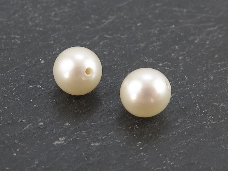 Freshwater Pearl Ivory Round ~ Various Sizes ~ Half Drilled ~ PAIR