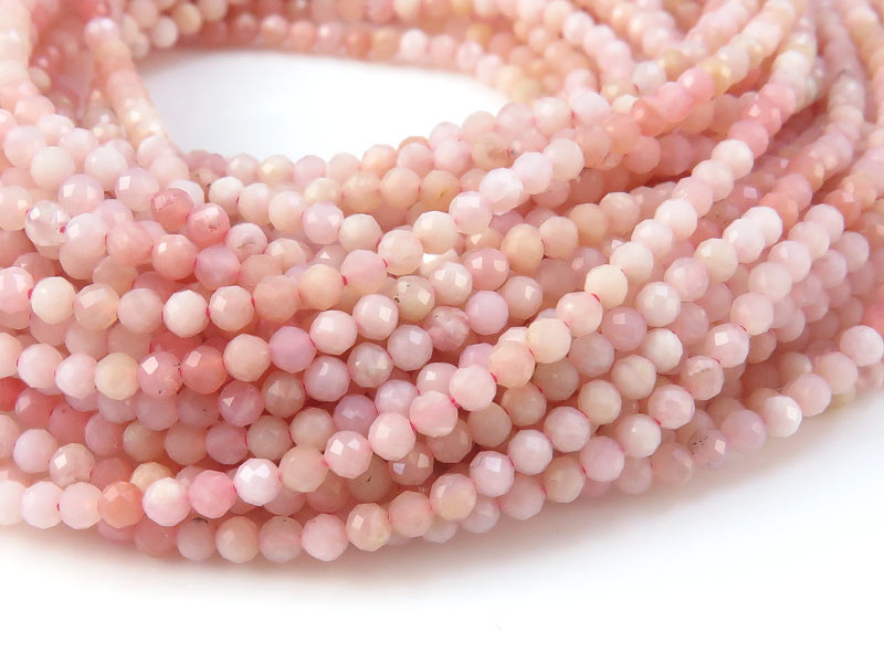 AA Pink Opal Micro-Faceted Rondelles 2.25mm ~ 12.5'' Strand