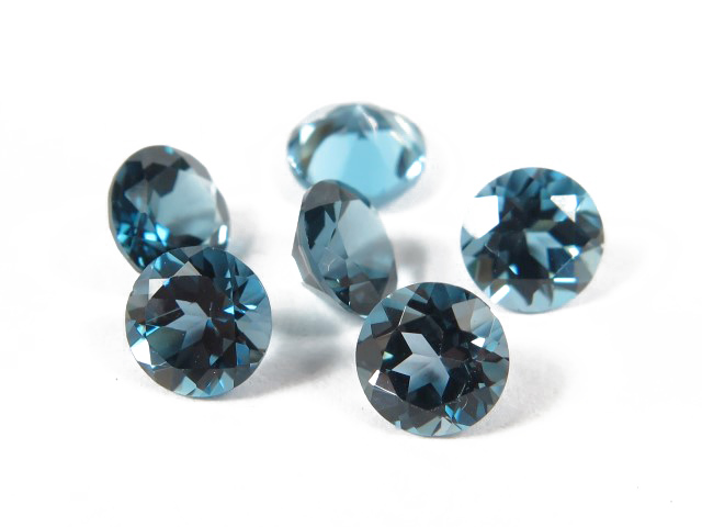 London Blue Topaz Faceted Round ~ Various Sizes