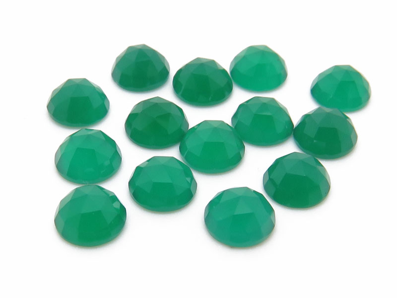 Green Onyx Rose Cut Round Cabochon ~ Various Sizes
