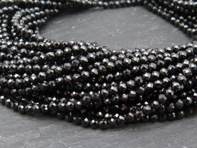 AAA Black Spinel Faceted Rondelles 2mm ~ 12.5'' Strand