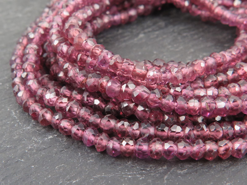 Rhodolite Garnet Faceted Rondelles 2.75mm ~ 13'' Strand