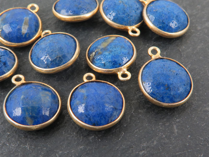 Gold Vermeil Lapis Lazuli Round Pendant 14mm