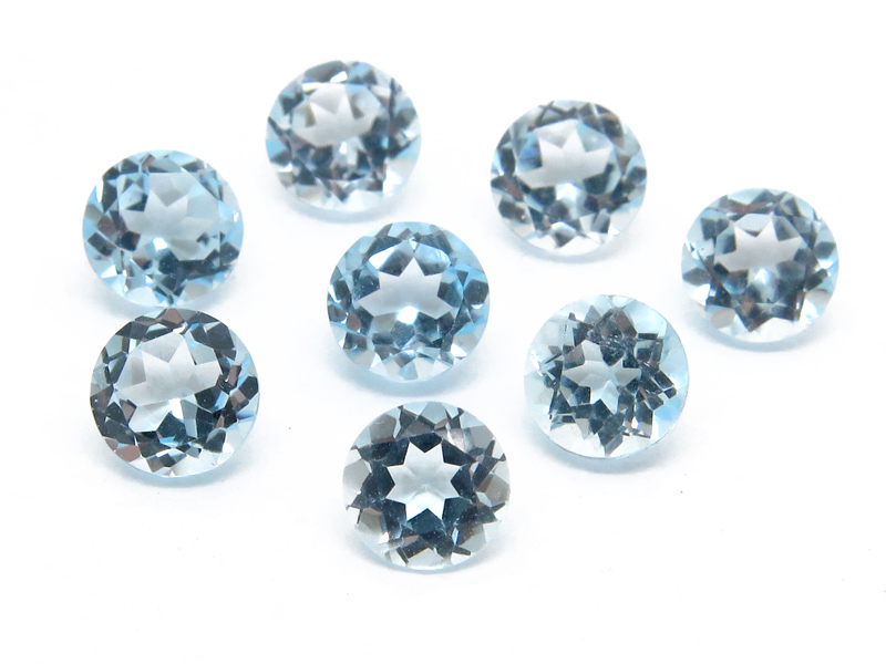 Sky Blue Topaz Faceted Round ~ Various Sizes