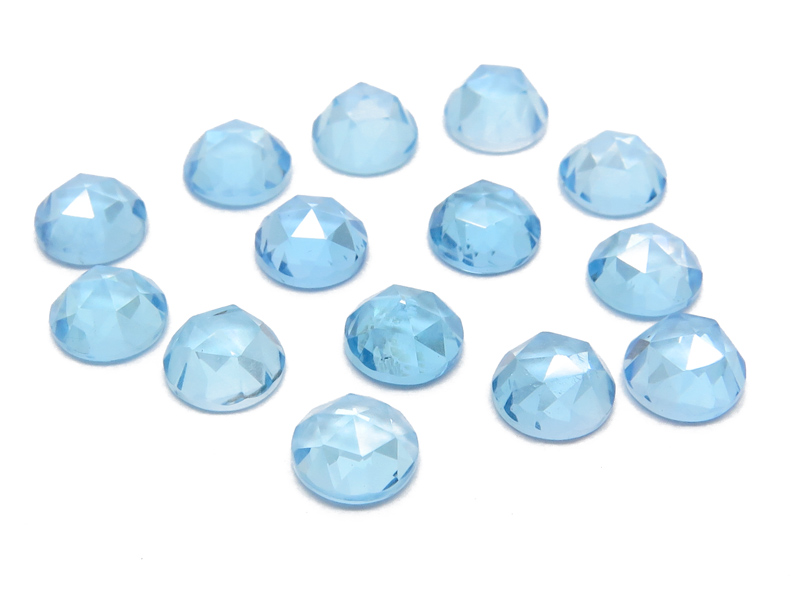 Swiss Blue Topaz Rose Cut Round Cabochon ~ Various Sizes