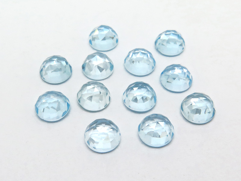 Sky Blue Topaz Rose Cut Round Cabochon ~ Various Sizes