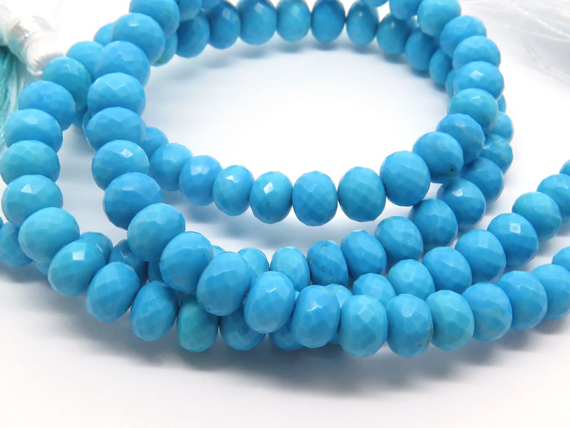 AA Turquoise Micro-Faceted Rondelles 3.75-5mm ~ 8.5'' Strand