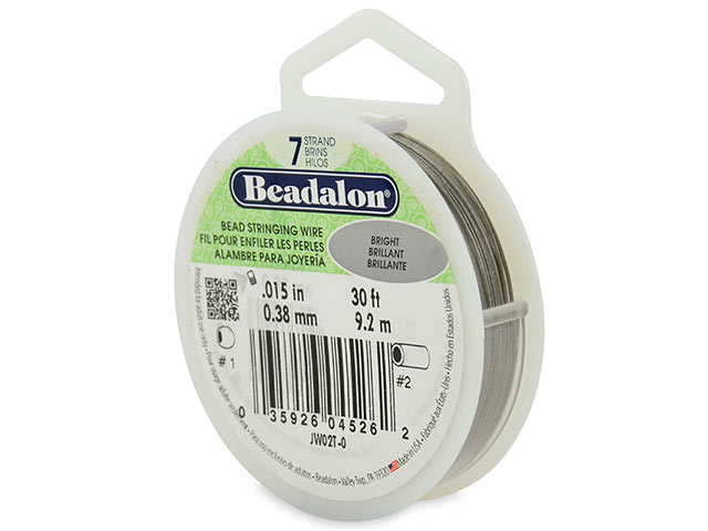Beadalon 7 Strand Stringing Wire 0.015'' (0.38mm) - Bright - 30 Feet